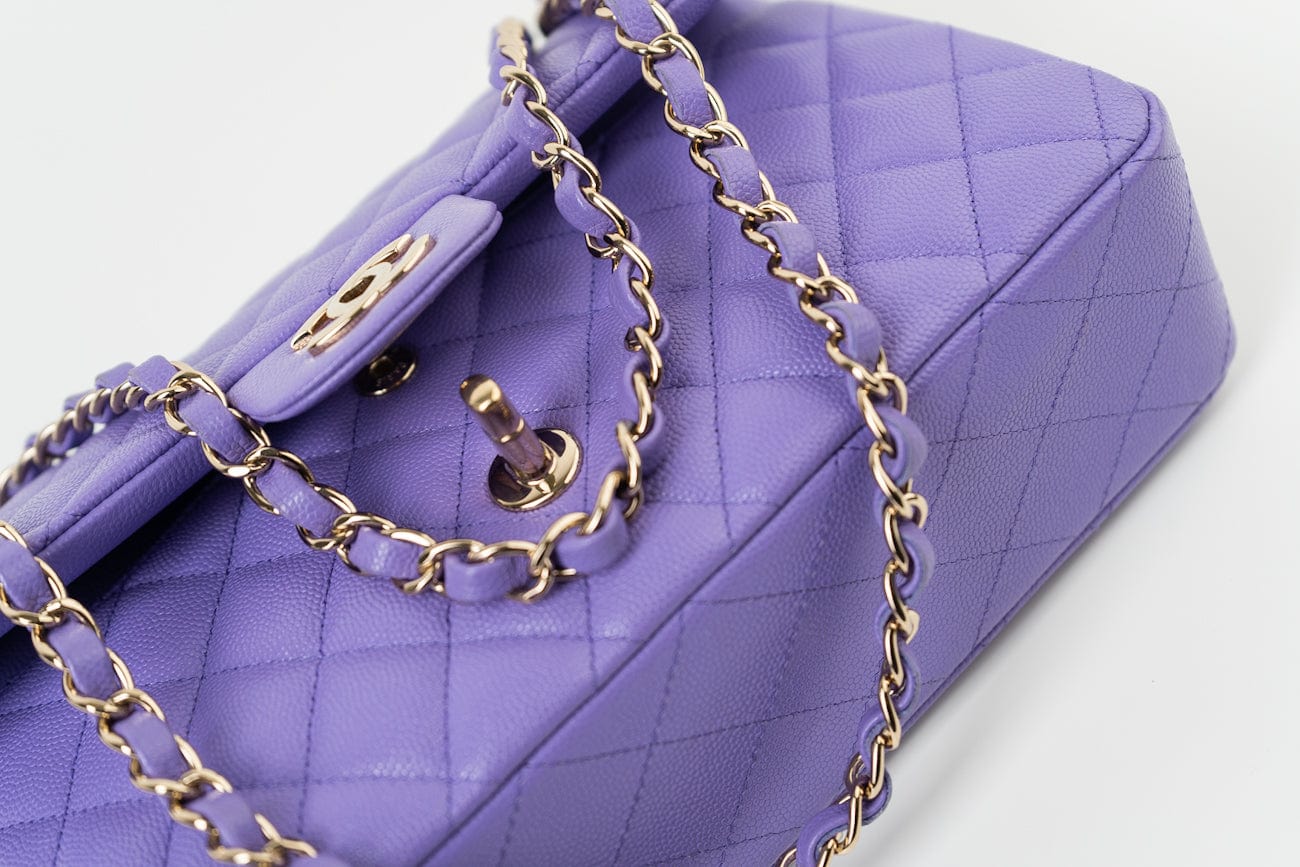 CHANEL Handbag 20S Purple Caviar Quilted Classic Flap Medium - Redeluxe