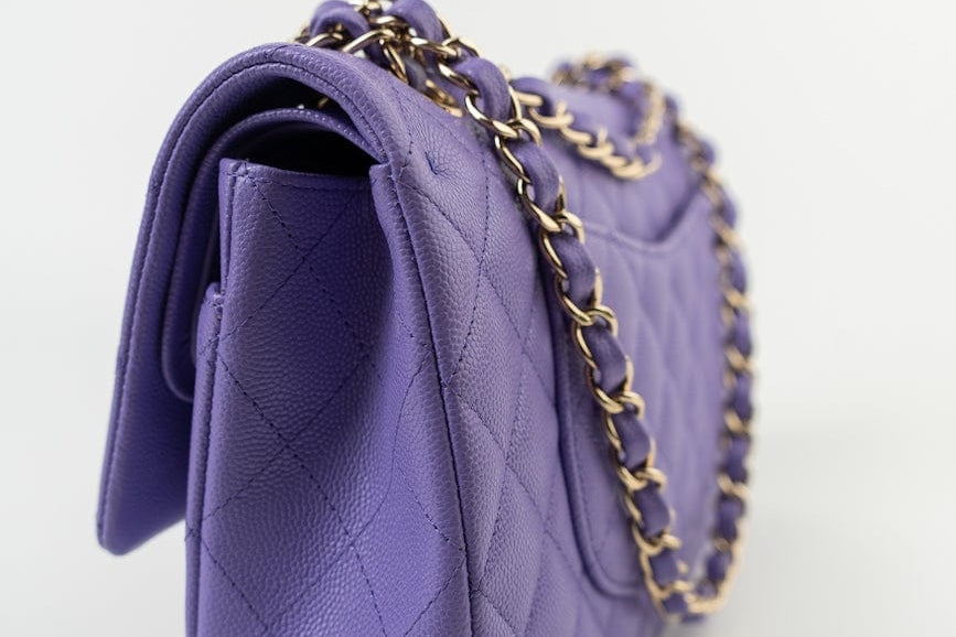 CHANEL Handbag 20S Purple Caviar Quilted Classic Flap Medium - Redeluxe