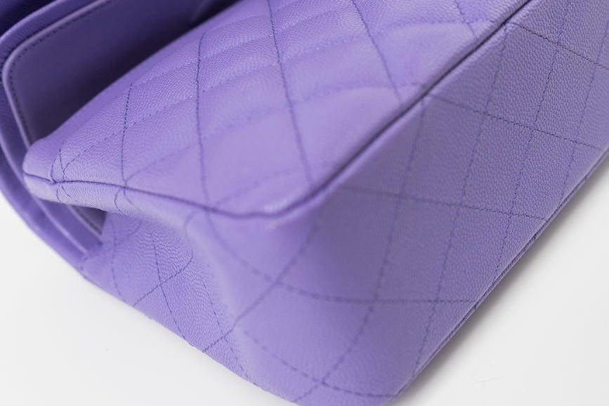 CHANEL Handbag 20S Purple Caviar Quilted Classic Flap Medium - Redeluxe
