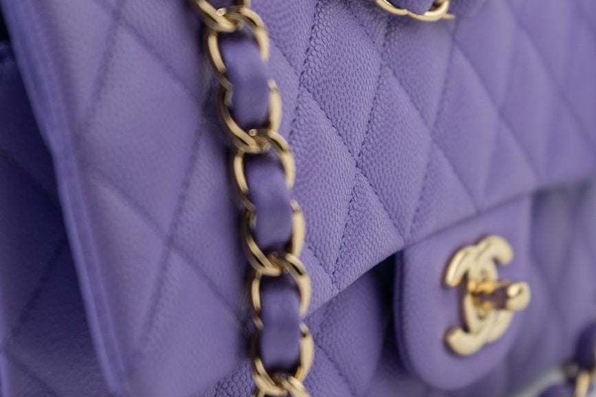 CHANEL Handbag 20S Purple Caviar Quilted Classic Flap Medium - Redeluxe