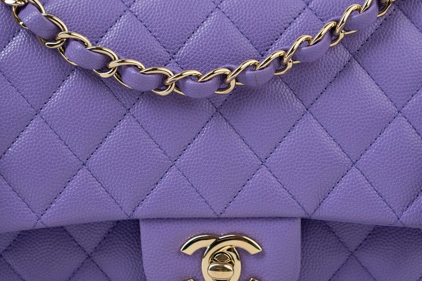 CHANEL Handbag 20S Purple Caviar Quilted Classic Flap Medium - Redeluxe