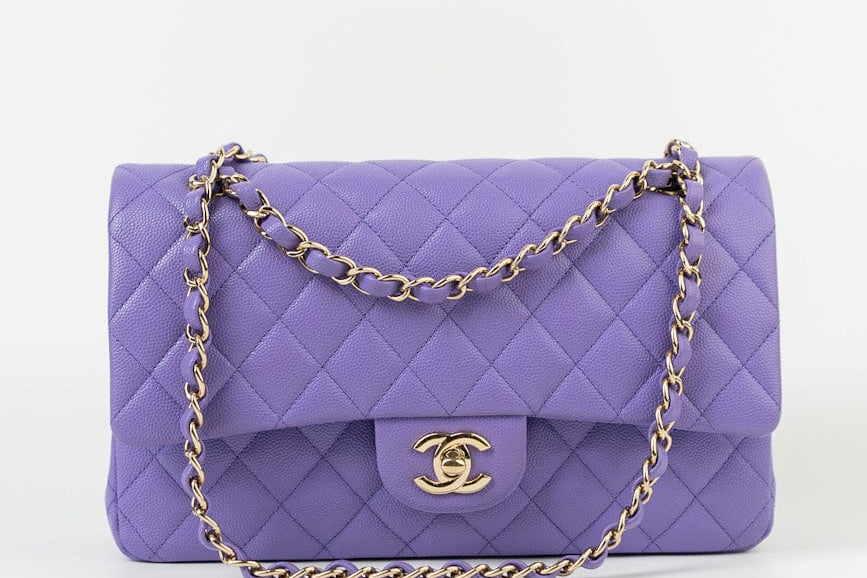 CHANEL Handbag 20S Purple Caviar Quilted Classic Flap Medium - Redeluxe