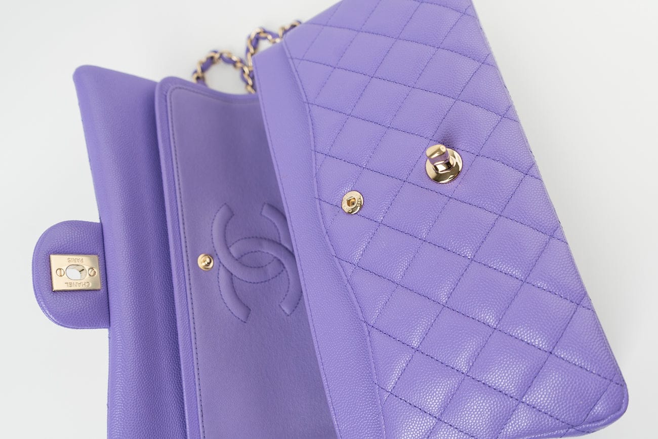CHANEL Handbag 20S Purple Caviar Quilted Classic Flap Medium - Redeluxe