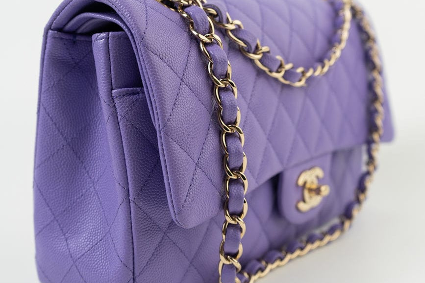 CHANEL Handbag 20S Purple Caviar Quilted Classic Flap Medium - Redeluxe