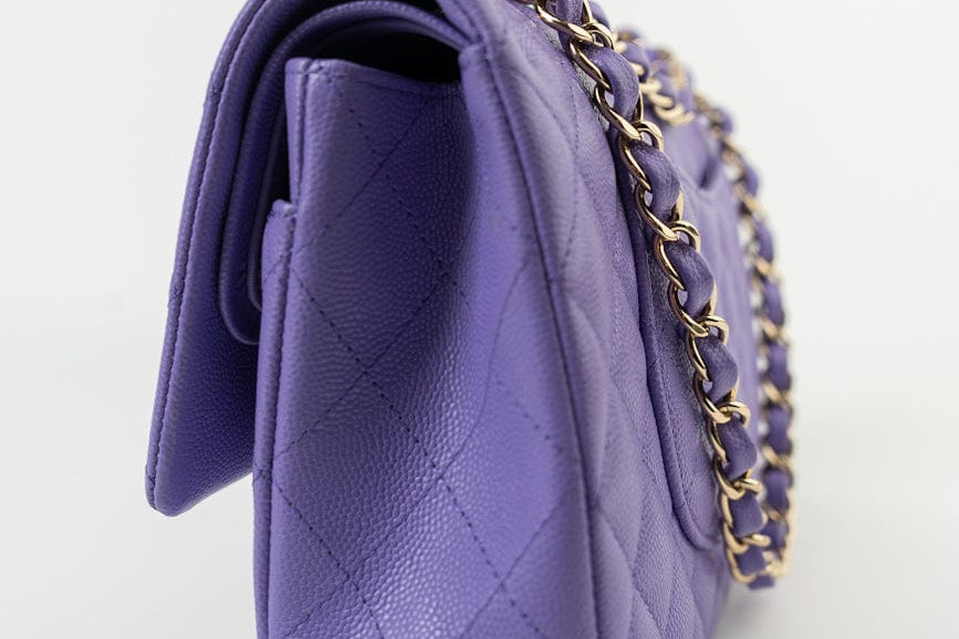 CHANEL Handbag 20S Purple Caviar Quilted Classic Flap Medium - Redeluxe