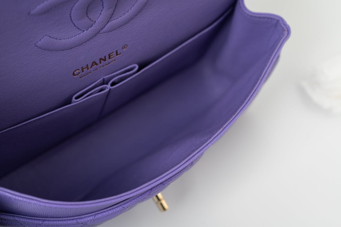 CHANEL Handbag 20S Purple Caviar Quilted Classic Flap Medium - Redeluxe