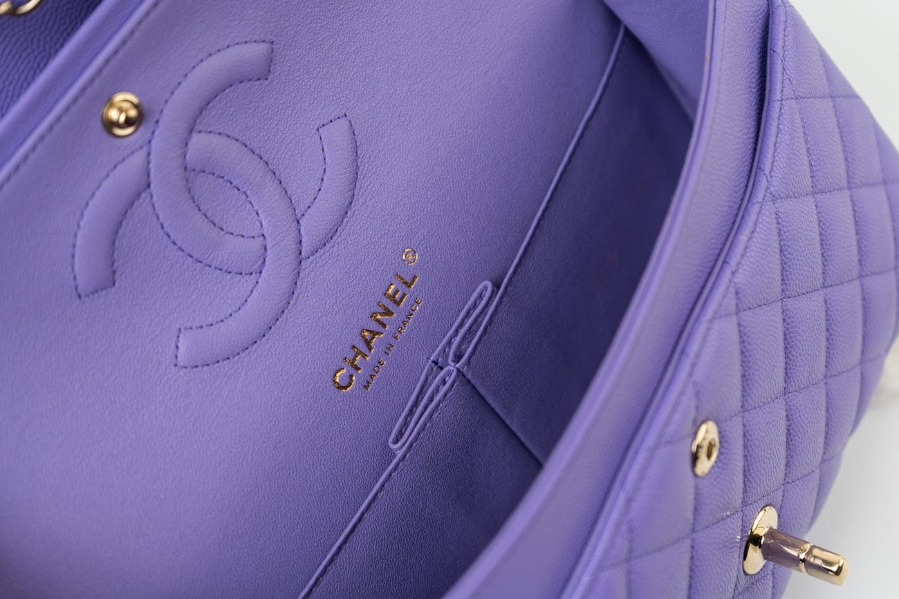 CHANEL Handbag 20S Purple Caviar Quilted Classic Flap Medium - Redeluxe