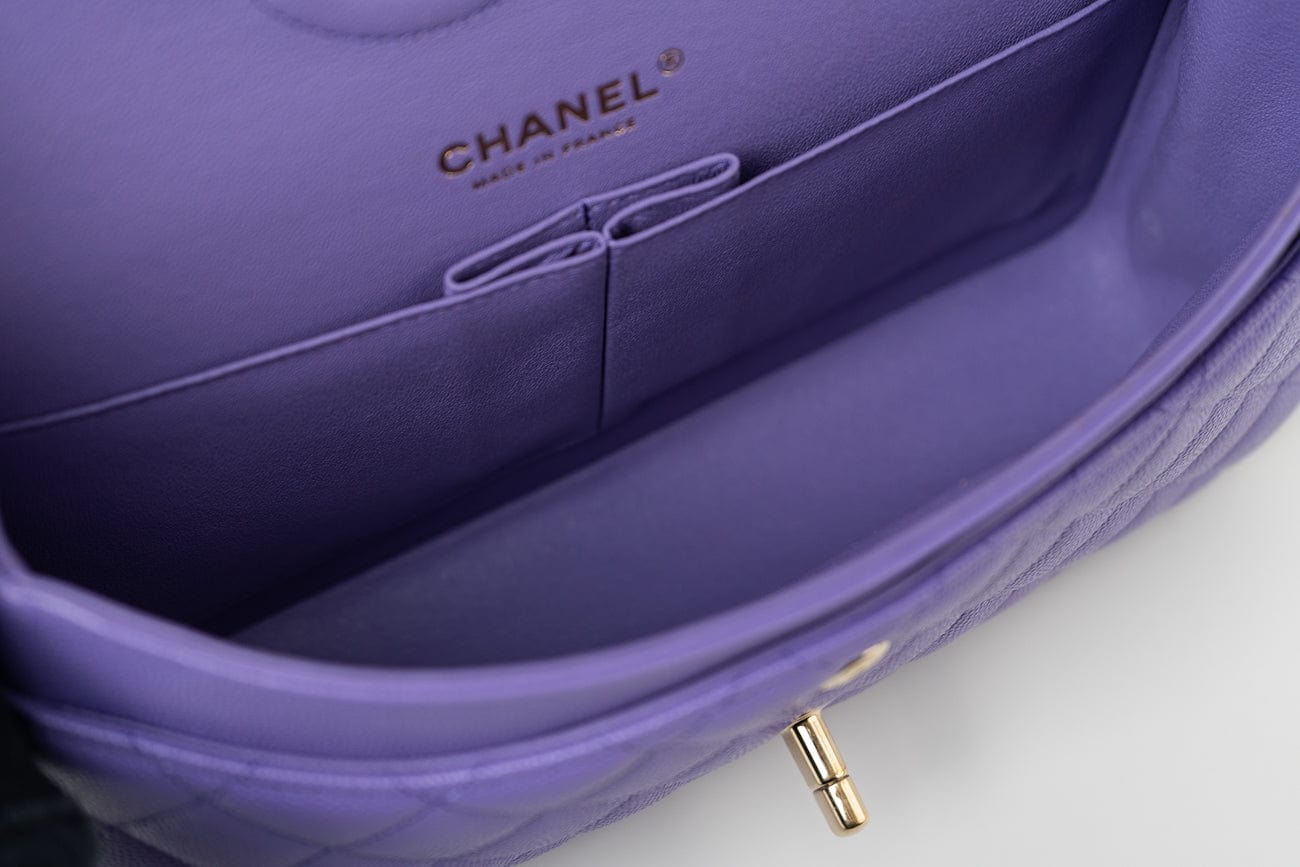 CHANEL Handbag 20S Purple Caviar Quilted Classic Flap Medium - Redeluxe