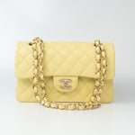 CHANEL Handbag 20S Yellow Caviar Quilted Classic Flap Small Light Gold Hardware - Redeluxe