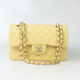 CHANEL Handbag 20S Yellow Caviar Quilted Classic Flap Small Light Gold Hardware - Redeluxe