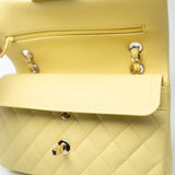 CHANEL Handbag 20S Yellow Caviar Quilted Classic Flap Small Light Gold Hardware - Redeluxe