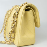 CHANEL Handbag 20S Yellow Caviar Quilted Classic Flap Small Light Gold Hardware - Redeluxe