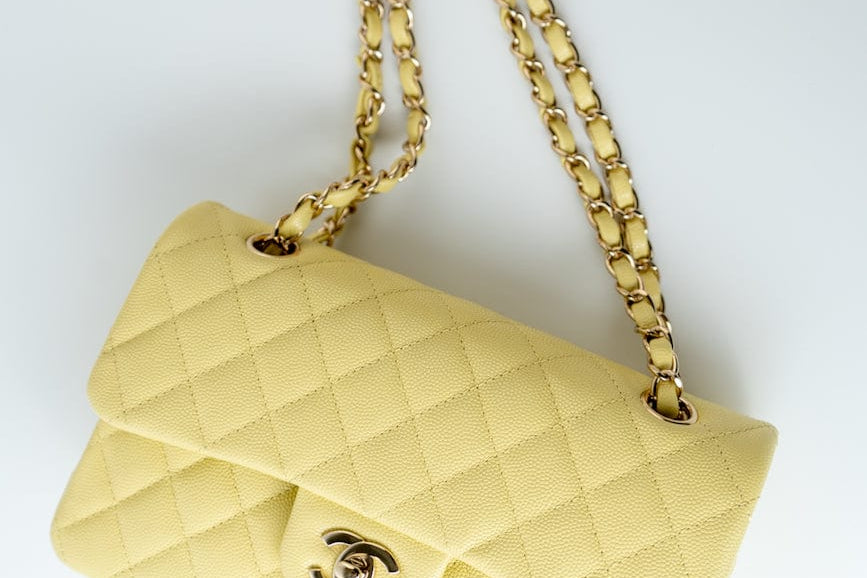 CHANEL Handbag 20S Yellow Caviar Quilted Classic Flap Small Light Gold Hardware - Redeluxe