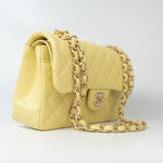 CHANEL Handbag 20S Yellow Caviar Quilted Classic Flap Small Light Gold Hardware - Redeluxe