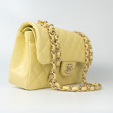 CHANEL Handbag 20S Yellow Caviar Quilted Classic Flap Small Light Gold Hardware - Redeluxe