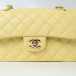 CHANEL Handbag 20S Yellow Caviar Quilted Classic Flap Small Light Gold Hardware - Redeluxe