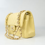 CHANEL Handbag 20S Yellow Caviar Quilted Classic Flap Small Light Gold Hardware - Redeluxe