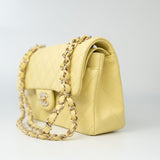 CHANEL Handbag 20S Yellow Caviar Quilted Classic Flap Small Light Gold Hardware - Redeluxe