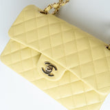 CHANEL Handbag 20S Yellow Caviar Quilted Classic Flap Small Light Gold Hardware - Redeluxe