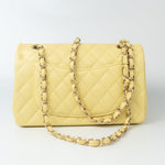 CHANEL Handbag 20S Yellow Caviar Quilted Classic Flap Small Light Gold Hardware - Redeluxe