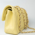 CHANEL Handbag 20S Yellow Caviar Quilted Classic Flap Small Light Gold Hardware - Redeluxe