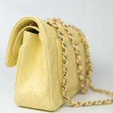 CHANEL Handbag 20S Yellow Caviar Quilted Classic Flap Small Light Gold Hardware - Redeluxe