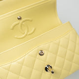 CHANEL Handbag 20S Yellow Caviar Quilted Classic Flap Small Light Gold Hardware - Redeluxe