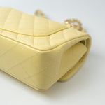 CHANEL Handbag 20S Yellow Caviar Quilted Classic Flap Small Light Gold Hardware - Redeluxe