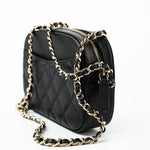 CHANEL Handbag 21A Black Caviar Quilted Camera Case Gold Hardware - Redeluxe