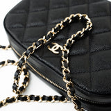 CHANEL Handbag 21A Black Caviar Quilted Camera Case Gold Hardware - Redeluxe