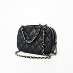 CHANEL Handbag 21A Black Caviar Quilted Camera Case Gold Hardware - Redeluxe