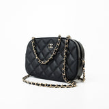CHANEL Handbag 21A Black Caviar Quilted Camera Case Gold Hardware - Redeluxe