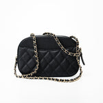 CHANEL Handbag 21A Black Caviar Quilted Camera Case Gold Hardware - Redeluxe