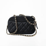 CHANEL Handbag 21A Black Caviar Quilted Camera Case Gold Hardware - Redeluxe