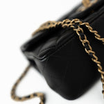 CHANEL Handbag 21A Black Lambskin Quilted Mini Top Handle Antique Gold Hardware - Redeluxe