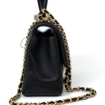 CHANEL Handbag 21A Black Lambskin Quilted Mini Top Handle Antique Gold Hardware - Redeluxe