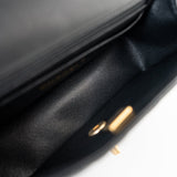 CHANEL Handbag 21A Black Lambskin Quilted Mini Top Handle Antique Gold Hardware - Redeluxe
