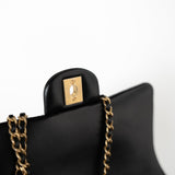 CHANEL Handbag 21A Black Lambskin Quilted Mini Top Handle Antique Gold Hardware - Redeluxe