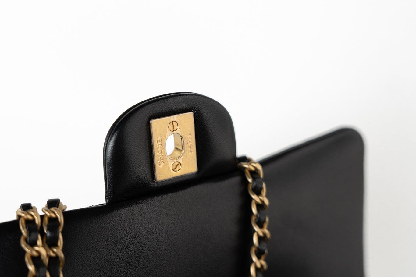 CHANEL Handbag 21A Black Lambskin Quilted Mini Top Handle Antique Gold Hardware - Redeluxe