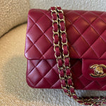 CHANEL Handbag 21A Burgundy Lambskin Quilted Classic Flap Medium LGHW - Redeluxe