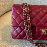 CHANEL Handbag 21A Burgundy Lambskin Quilted Classic Flap Medium LGHW - Redeluxe