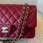 CHANEL Handbag 21A Burgundy Lambskin Quilted Classic Flap Medium LGHW - Redeluxe