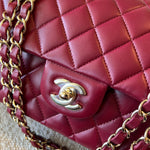CHANEL Handbag 21A Burgundy Lambskin Quilted Classic Flap Medium LGHW - Redeluxe