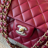CHANEL Handbag 21A Burgundy Lambskin Quilted Classic Flap Medium LGHW - Redeluxe