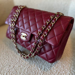 CHANEL Handbag 21A Burgundy Lambskin Quilted Classic Flap Medium LGHW - Redeluxe