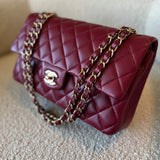 CHANEL Handbag 21A Burgundy Lambskin Quilted Classic Flap Medium LGHW - Redeluxe