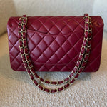 CHANEL Handbag 21A Burgundy Lambskin Quilted Classic Flap Medium LGHW - Redeluxe
