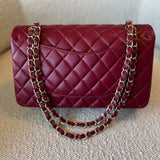 CHANEL Handbag 21A Burgundy Lambskin Quilted Classic Flap Medium LGHW - Redeluxe