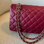 CHANEL Handbag 21A Burgundy Lambskin Quilted Classic Flap Medium LGHW - Redeluxe