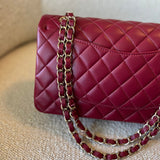 CHANEL Handbag 21A Burgundy Lambskin Quilted Classic Flap Medium LGHW - Redeluxe